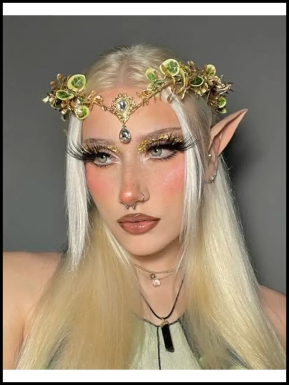 Woodland Elf Crown Headpiece Fairy Forest Circlet Flower Headband for Women